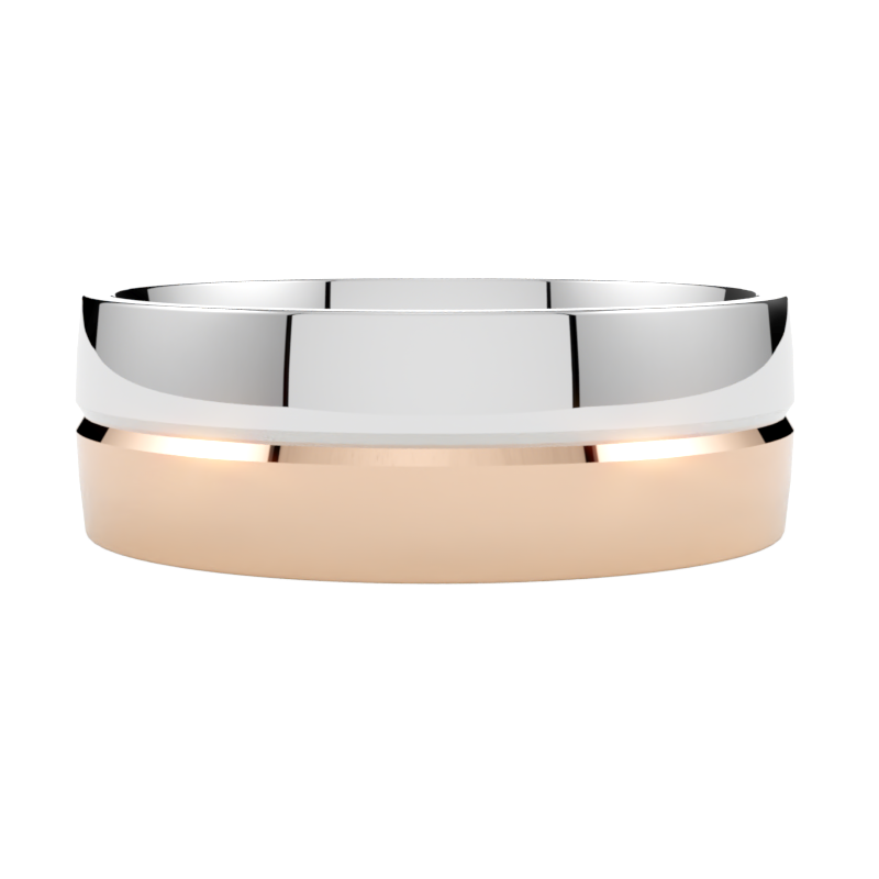 Szeroka półokrągła obrączka ślubna wielokolorowa ze złota różowo-białego